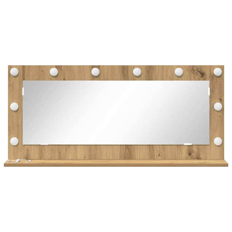vidaXL Toalett Tükör LED -es lámpákkal Artisan tölgy 100 x 45 x 18 cm