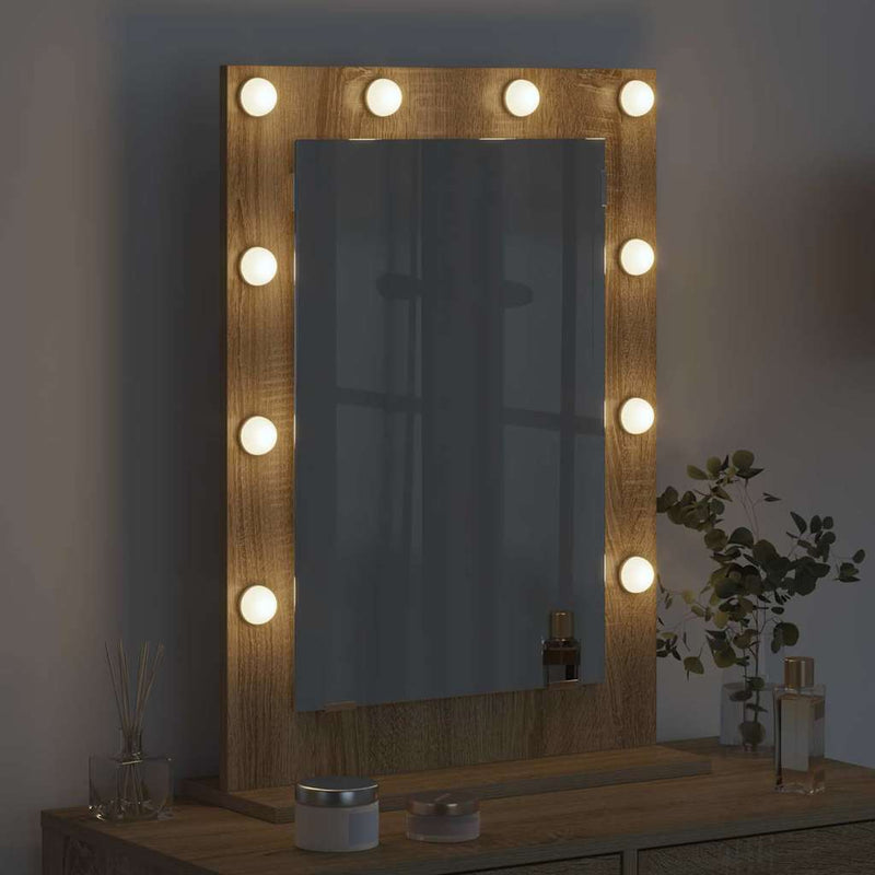 vidaXL Toalett Tükör Sonoma tölgy 70 x 50 x 18 cm Üveg és mérnöki fa