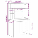vidaXL Asztal polcokkal Fekete tölgy 91 x 50 x 149 cm Faanyag