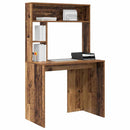 vidaXL Asztal polcokkal tárolóval Öreg fa 91 x 50 x 149 cm Faanyag