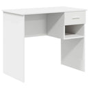 vidaXL Asztal fiókkal polcokkal Fehér 90 x 49 x 75 cm Faanyag