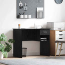 vidaXL Asztal fiókkal polcokkal Fekete tölgy 90 x 49 x 75 cm Faanyag