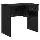 vidaXL Asztal fiókkal polcokkal Fekete tölgy 90 x 49 x 75 cm Faanyag