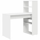 vidaXL Asztal polcokkal tárolóval Fehér 113 x 54 x 120 cm Faanyag