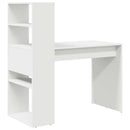 vidaXL Asztal polcokkal tárolóval Fehér 113 x 54 x 120 cm Faanyag