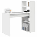 vidaXL Asztal polcokkal tárolóval Fehér 113 x 54 x 120 cm Faanyag