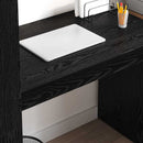 vidaXL Asztal polcokkal Fekete tölgy 113 x 54 x 120 cm Faanyag