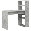 vidaXL Asztal polcokkal Beton Szürke 113 x 54 x 120 cm Faanyag