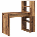 vidaXL Asztal polcokkal tárolóval Öreg fa 113 x 54 x 120 cm Faanyag