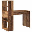 vidaXL Asztal polcokkal tárolóval Öreg fa 113 x 54 x 120 cm Faanyag