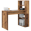 vidaXL Asztal polcokkal tárolóval Öreg fa 113 x 54 x 120 cm Faanyag