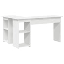 vidaXL Asztal polcokkal tárolóval Fehér 142 x 102 x 73 cm Faanyag