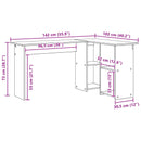 vidaXL Asztal polcokkal tárolóval Fehér 142 x 102 x 73 cm Faanyag