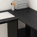 vidaXL Asztal polcokkal Fekete tölgy 142 x 102 x 73 cm Faanyag