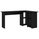 vidaXL Asztal polcokkal Fekete tölgy 142 x 102 x 73 cm Faanyag