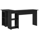 vidaXL Asztal polcokkal Fekete tölgy 142 x 102 x 73 cm Faanyag