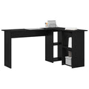 vidaXL Asztal polcokkal Fekete tölgy 142 x 102 x 73 cm Faanyag