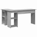 vidaXL Asztal polcokkal Szürke Sonoma 142 x 102 x 73 cm Faanyag