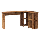 vidaXL Asztal polcokkal tárolóval Öreg fa 142 x 102 x 73 cm Faanyag