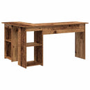 vidaXL Asztal polcokkal tárolóval Öreg fa 142 x 102 x 73 cm Faanyag