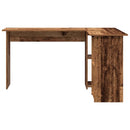 vidaXL Asztal polcokkal tárolóval Öreg fa 142 x 102 x 73 cm Faanyag