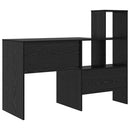 vidaXL Asztal polcokkal Fekete tölgy 131,5 x 50 x 106,5 cm Faanyag