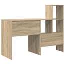 vidaXL Asztal polcokkal Sonoma tölgy 131,5 x 50 x 106,5 cm Faanyag