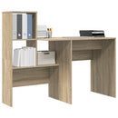 vidaXL Asztal polcokkal Sonoma tölgy 131,5 x 50 x 106,5 cm Faanyag
