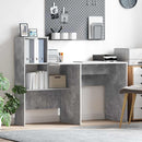 vidaXL Asztal polcokkal Beton Szürke 131,5 x 50 x 106,5 cm Faanyag