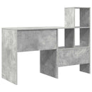 vidaXL Asztal polcokkal Beton Szürke 131,5 x 50 x 106,5 cm Faanyag