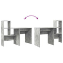 vidaXL Asztal polcokkal Beton Szürke 131,5 x 50 x 106,5 cm Faanyag