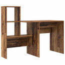 vidaXL Asztal polcokkal Öreg fa 131,5 x 50 x 106,5 cm Faanyag