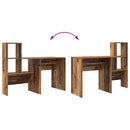 vidaXL Asztal polcokkal Öreg fa 131,5 x 50 x 106,5 cm Faanyag