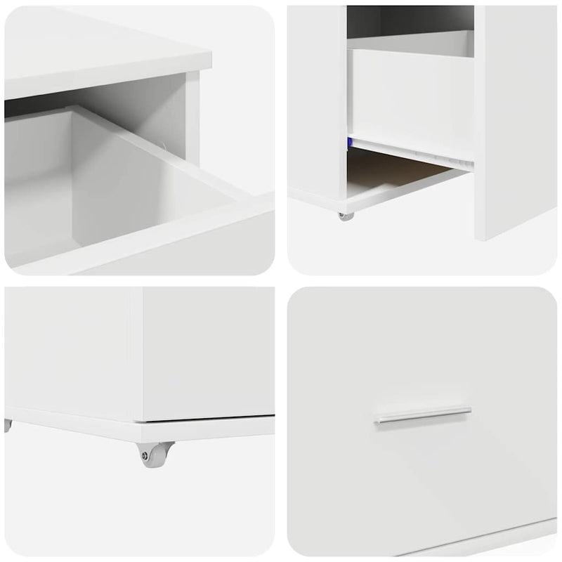 vidaXL Fiókos szekrény kerékkel Fehér 55 x 45 x 33.5 cm Faanyag