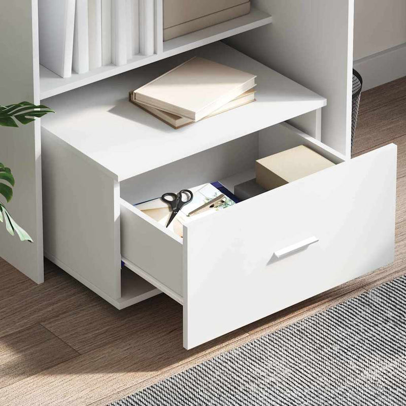 vidaXL Fiókos szekrény kerékkel Fehér 55 x 45 x 33.5 cm Faanyag