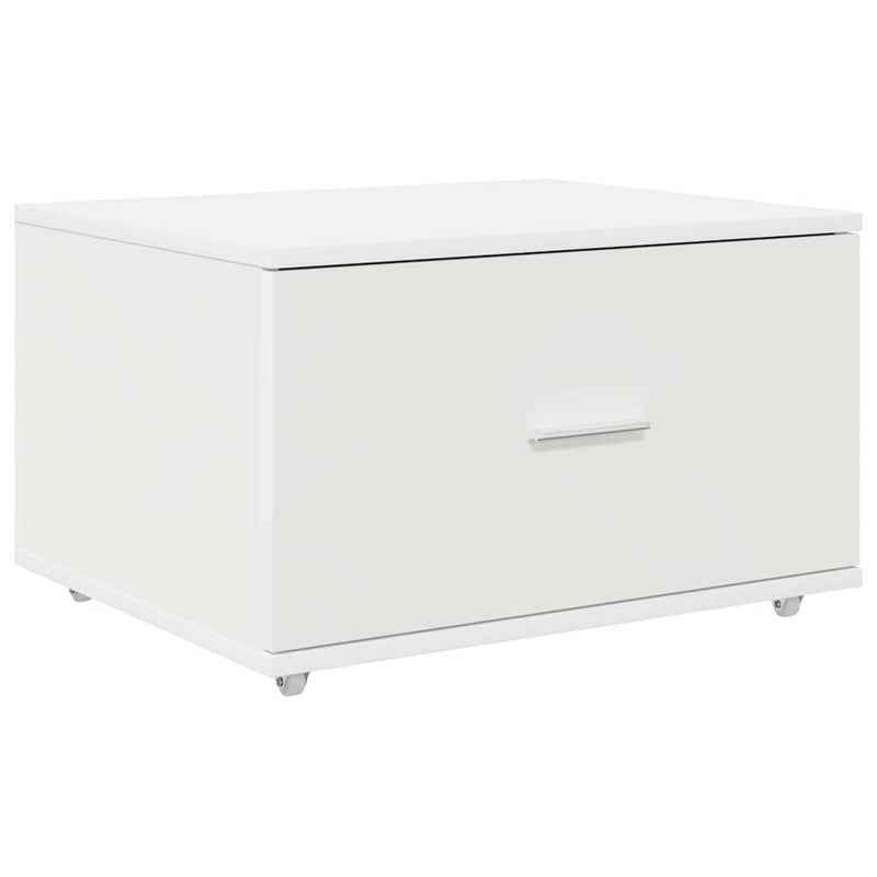 vidaXL Fiókos szekrény kerékkel Fehér 55 x 45 x 33.5 cm Faanyag