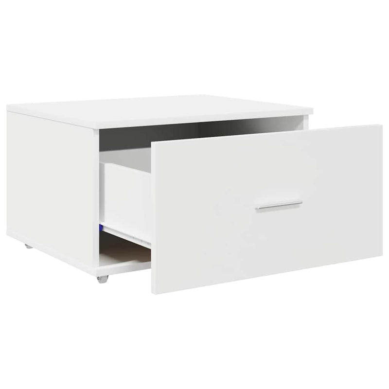 vidaXL Fiókos szekrény kerékkel Fehér 55 x 45 x 33.5 cm Faanyag