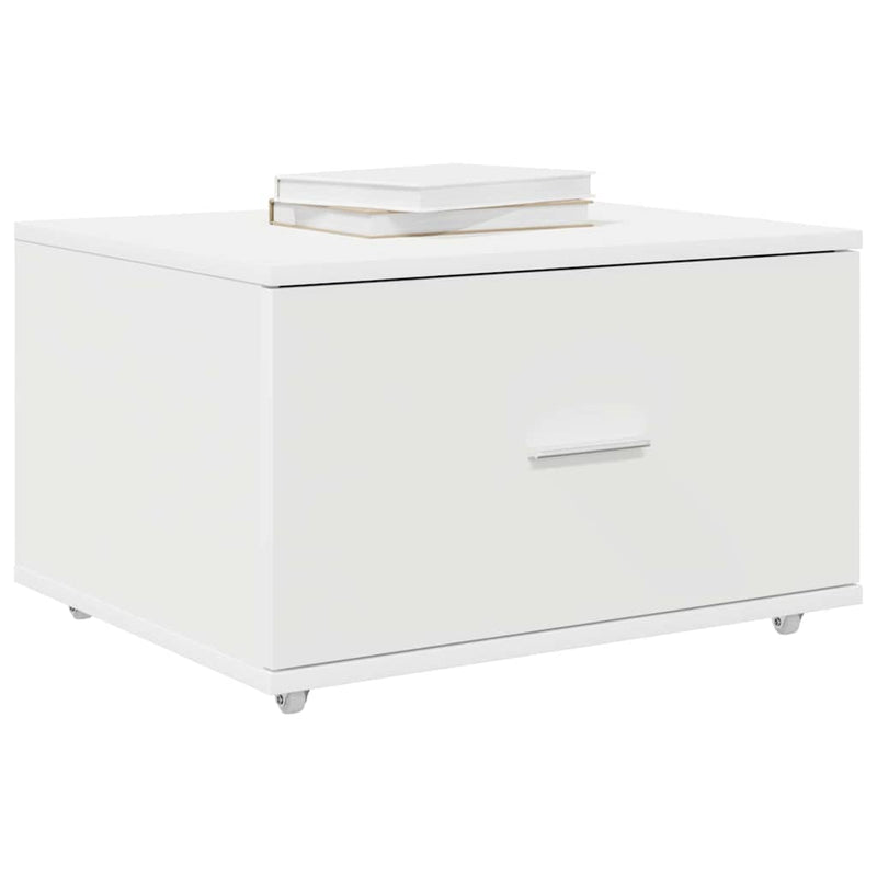 vidaXL Fiókos szekrény kerékkel Fehér 55 x 45 x 33.5 cm Faanyag