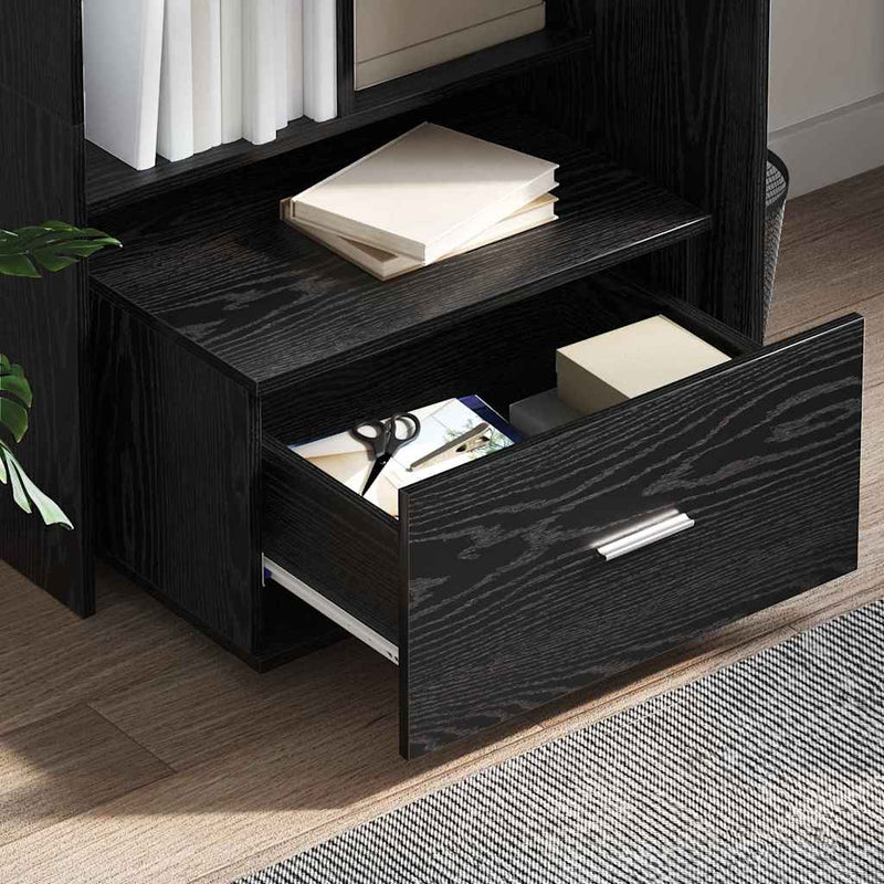 vidaXL Fiókos szekrény kerékkel Fekete 55 x 45 x 33.5 cm Faanyag