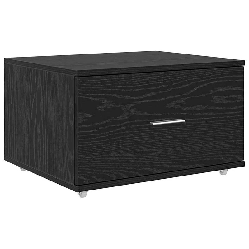 vidaXL Fiókos szekrény kerékkel Fekete 55 x 45 x 33.5 cm Faanyag