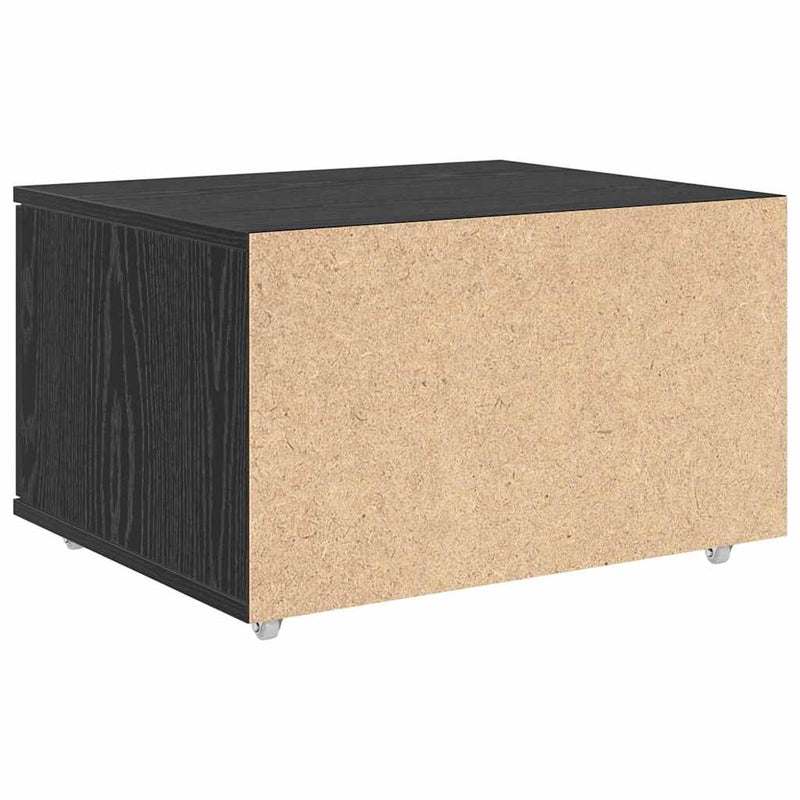 vidaXL Fiókos szekrény kerékkel Fekete 55 x 45 x 33.5 cm Faanyag