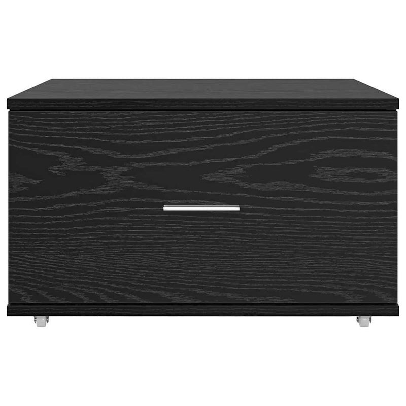 vidaXL Fiókos szekrény kerékkel Fekete 55 x 45 x 33.5 cm Faanyag