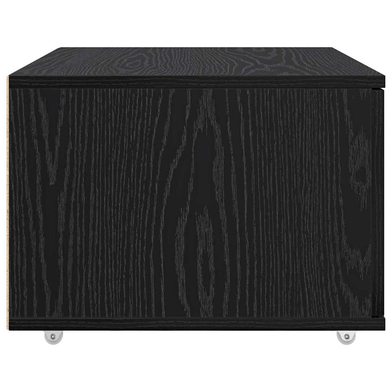 vidaXL Fiókos szekrény kerékkel Fekete 55 x 45 x 33.5 cm Faanyag