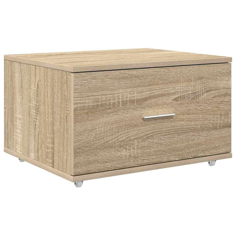 vidaXL Fiókos szekrény kerékkel Barna 55 x 45 x 33.5 cm Faanyag