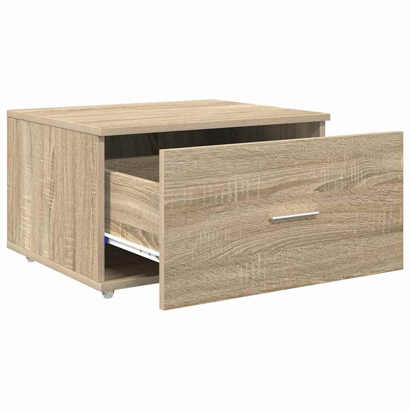 vidaXL Fiókos szekrény kerékkel Barna 55 x 45 x 33.5 cm Faanyag