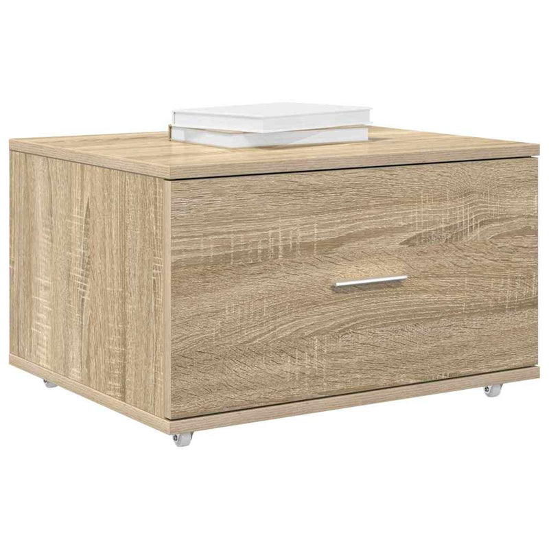 vidaXL Fiókos szekrény kerékkel Barna 55 x 45 x 33.5 cm Faanyag