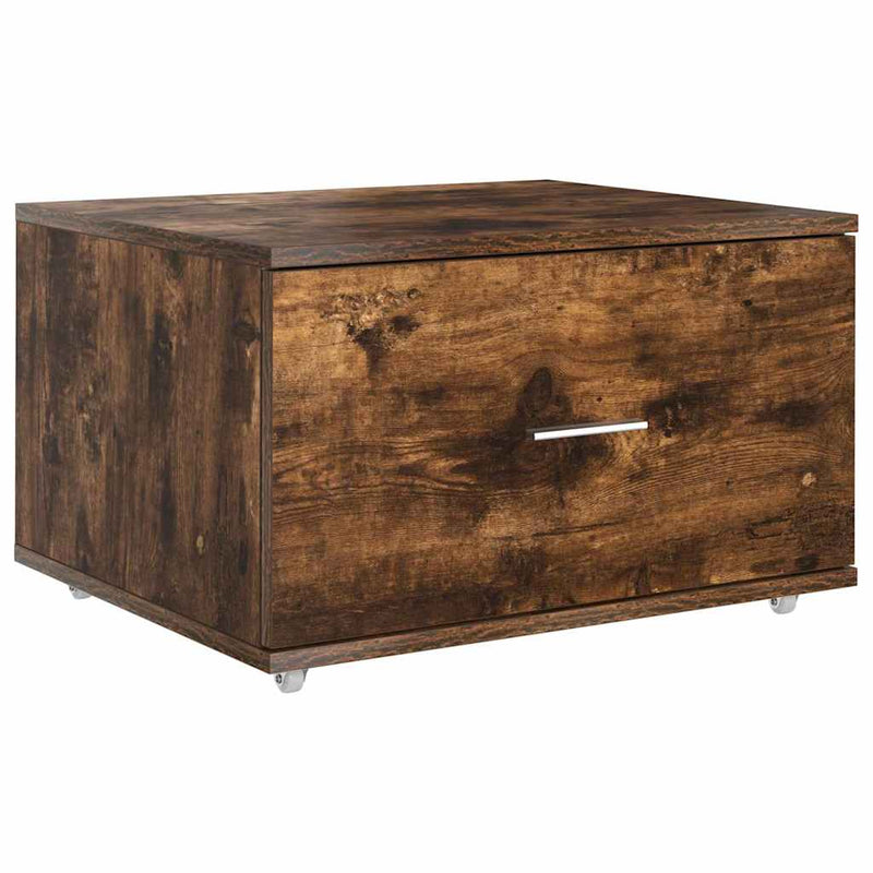 vidaXL Fiókos szekrény kerékkel Barna 55 x 45 x 33.5 cm Faanyag