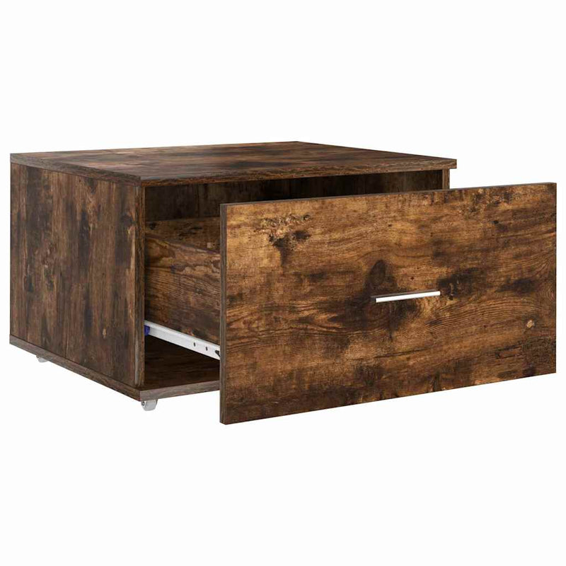 vidaXL Fiókos szekrény kerékkel Barna 55 x 45 x 33.5 cm Faanyag