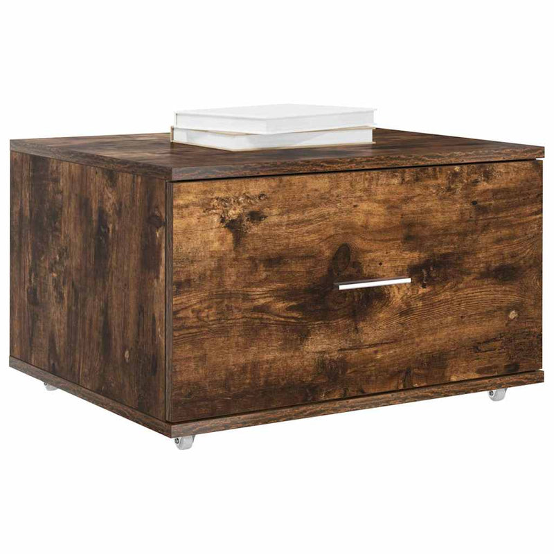 vidaXL Fiókos szekrény kerékkel Barna 55 x 45 x 33.5 cm Faanyag