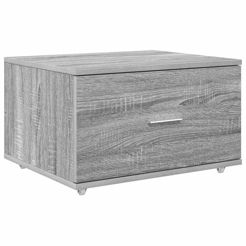 vidaXL Fiókos szekrény kerékkel Szürke 55 x 45 x 33.5 cm Faanyag